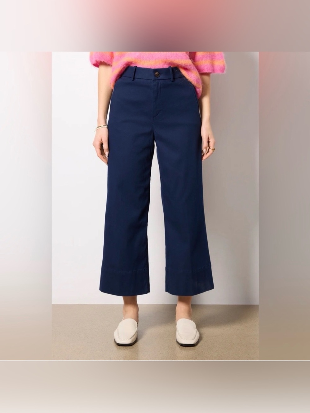NWT Spanx Stretch Twill Cropped Wide Leg Navy Blue Size XL